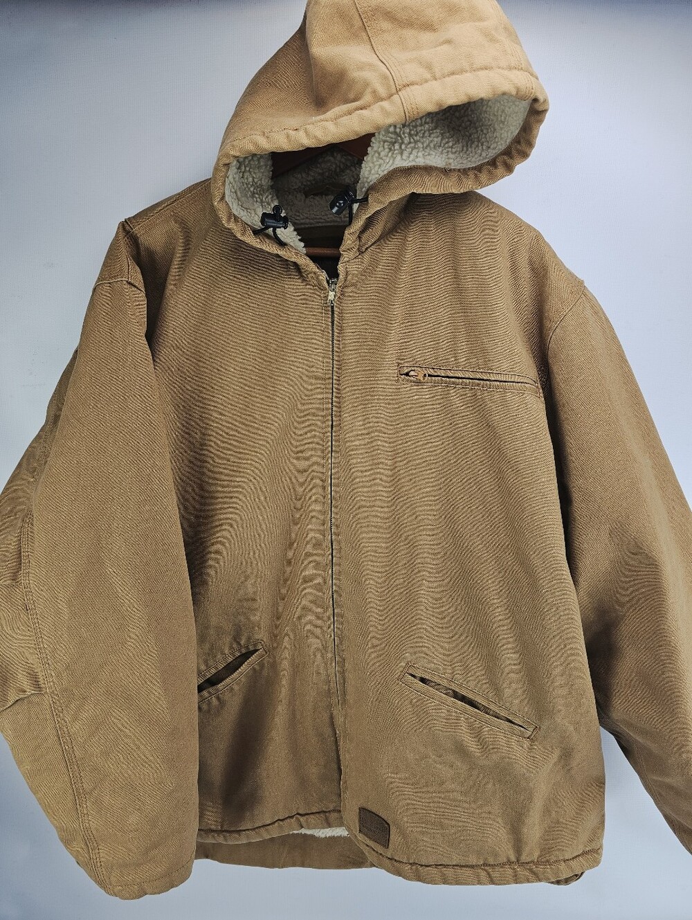 Duck Head Workwear Insulated Hooded Canvas Heavy Jacket Men's XL Tan Brown